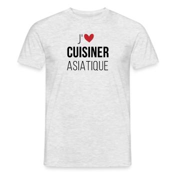 J'aime cuisiner asiatique - T-shirt homme - gris chiné - Devant - AI Model Male 178 dark (178cm)