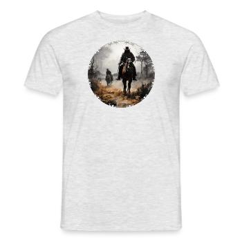 Les cow-boys sont en fait des éleveurs de bétail - T-shirt homme - gris chiné - Devant - AI Model Male 178 dark (178cm)