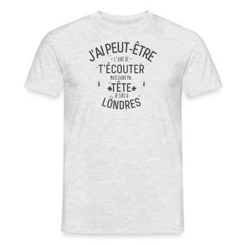 Dans ma Tête je suis à Londre - T-shirt homme - gris chiné - Devant - AI Model Male 178 dark (178cm)