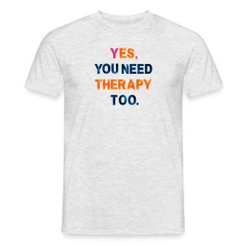 THERAPY. Ein Shirt, ein Wort. - Männer T-Shirt - Grau meliert - Vorne - AI Model Male 178 dark (178cm)