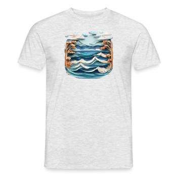 Winterlandschaft am Meer Origami 1 - Männer T-Shirt - Grau meliert - Vorne - AI Model Male 178 dark (178cm)
