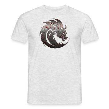 Fantasy Dragon Anime Dragon Head Mythical reptile - Men's T-Shirt - heather grey - Front - AI Model Male 178 dark (178cm)