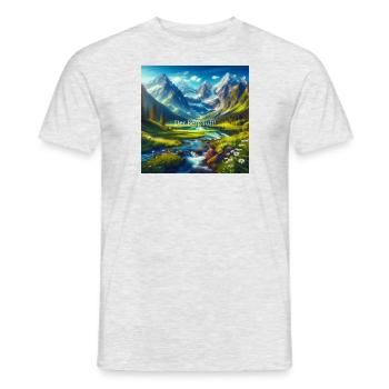 Der Berg ruft - Männer T-Shirt - Grau meliert - Vorne - AI Model Male 178 dark (178cm)