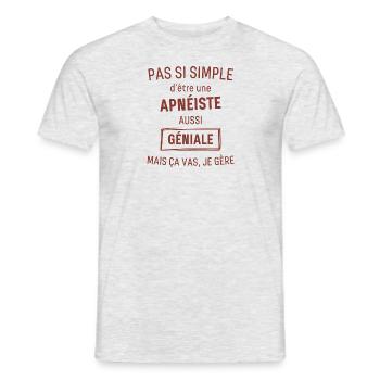 Apnéiste GÉNIALE rouge brunâtre foncé - T-shirt homme - gris chiné - Devant - AI Model Male 178 dark (178cm)
