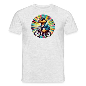 Cooles Capybara auf dem Fahrrad - Männer T-Shirt - Grau meliert - Vorne - AI Model Male 178 dark (178cm)