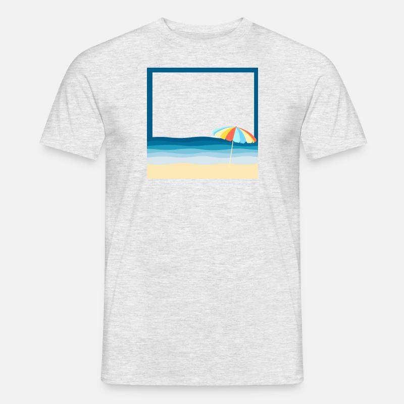 Sommerstrand mit Sonnenschirm - Männer T-Shirt - Grau meliert