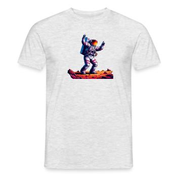 A Space Voyage, Astroanut Moon Planet - Men's T-Shirt - heather grey - Front - AI Model Male 178 dark (178cm)
