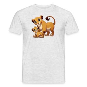 Lion mother with child - Men's T-Shirt - heather grey - Front - AI Model Male 178 dark (178cm)
