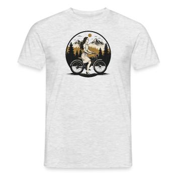 Girl on Bike - Men's T-Shirt - heather grey - Front - AI Model Male 178 dark (178cm)
