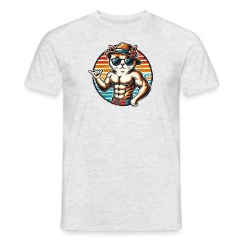 Chilled Cat Vibes 😎🐱 - Männer T-Shirt - Grau meliert - Vorne - AI Model Male 178 dark (178cm)