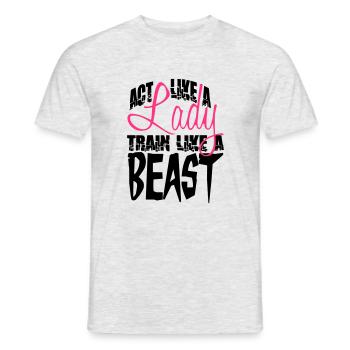 Agir comme un train de Dame comme une bête - T-shirt homme - gris chiné - Devant - AI Model Male 178 dark (178cm)