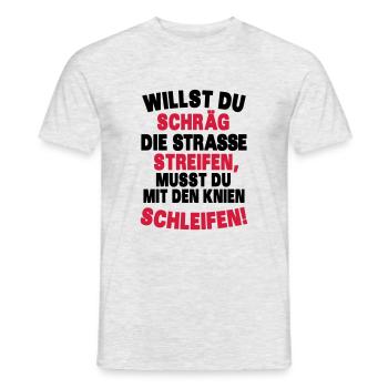 Motorrad Shirt: Mit den Knien schleifen - Männer T-Shirt - Grau meliert - Vorne - AI Model Male 178 dark (178cm)