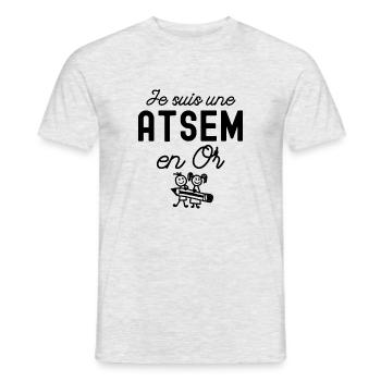 je suis une atsem en or - T-shirt homme - gris chiné - Devant - AI Model Male 178 dark (178cm)