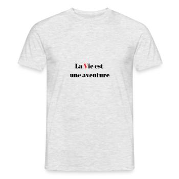 La Vie est une aventure - T-shirt homme - gris chiné - Devant - AI Model Male 178 dark (178cm)