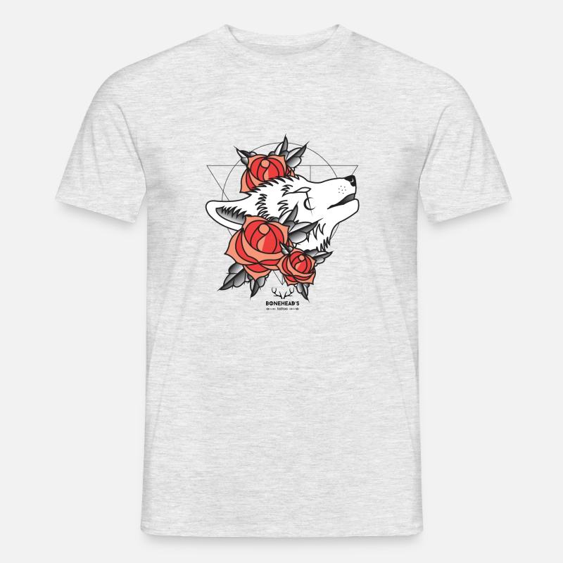 Wolfhead - Männer T-Shirt - Grau meliert