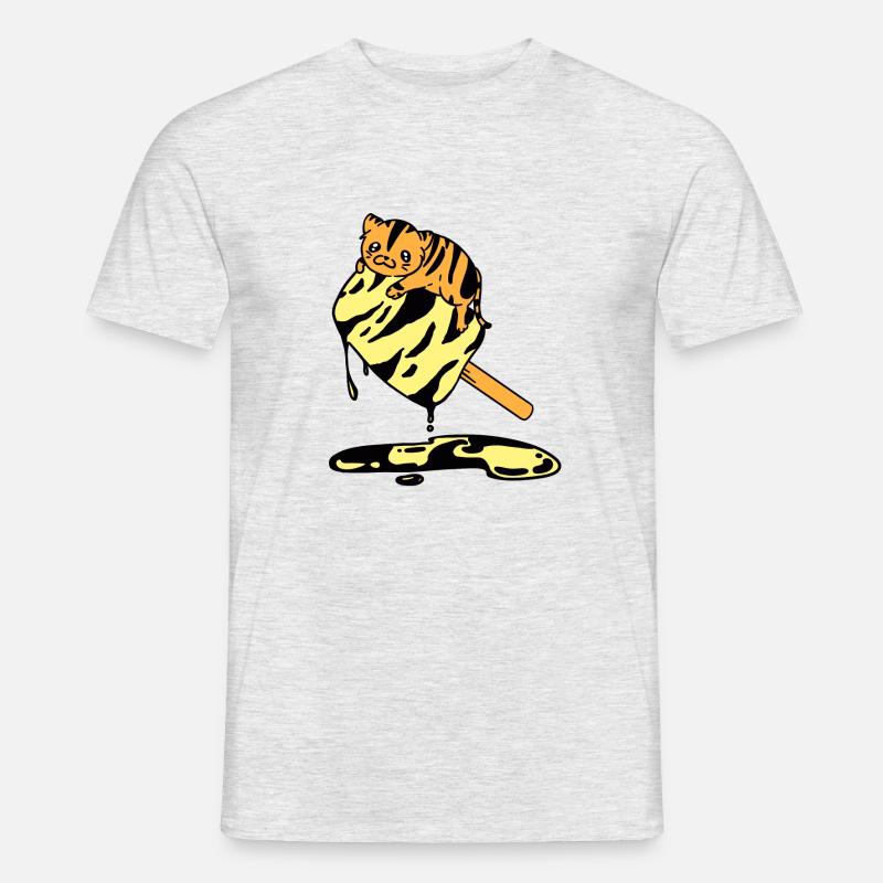 Orange Eiscreme Katze Tiger - Männer T-Shirt - Grau meliert