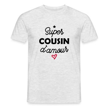 super cousin d amour - T-shirt homme - gris chiné - Devant - AI Model Male 178 dark (178cm)