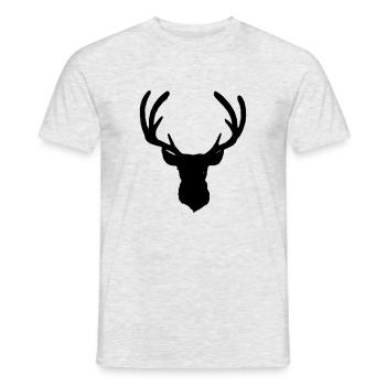 Hirschkopf im Herbst Hirsch Geweih Bock Reh Kitz 8 - Männer T-Shirt - Grau meliert - Vorne - AI Model Male 178 dark (178cm)