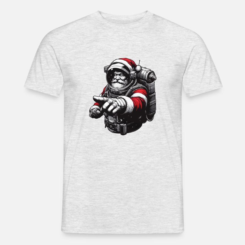 Astronaut Weihnachtsmann Geschenkidee - Männer T-Shirt - Grau meliert