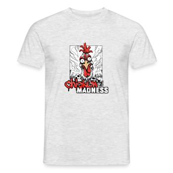 Chicken Madness Shirt – Crazy Chicken - Men's T-Shirt - heather grey - Front - AI Model Male 178 dark (178cm)
