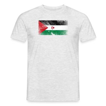 Western Sahara Flag - Vintage Grunge - Men's T-Shirt - heather grey - Front - AI Model Male 178 dark (178cm)