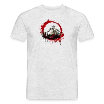 Mountain in a circle red blood white powerful drip - Männer T-Shirt - Grau meliert - Vorne - AI Model Male 178 dark (178cm)
