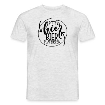 bitte hier bier platzieren - Männer T-Shirt - Grau meliert - Vorne - AI Model Male 178 dark (178cm)