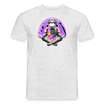 Sloth, Faultier als Astronaut - Männer T-Shirt - Grau meliert - Vorne - AI Model Male 178 dark (178cm)
