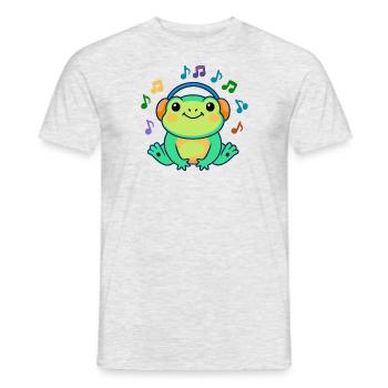 DJ Żabka – musical frog - Men's T-Shirt - heather grey - Front - AI Model Male 178 dark (178cm)