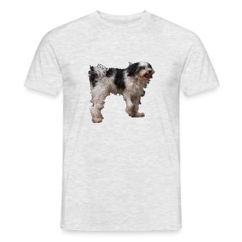 Blanc noir terrier chien promenade, photographie - T-shirt homme - gris chiné - Devant - AI Model Male 178 dark (178cm)