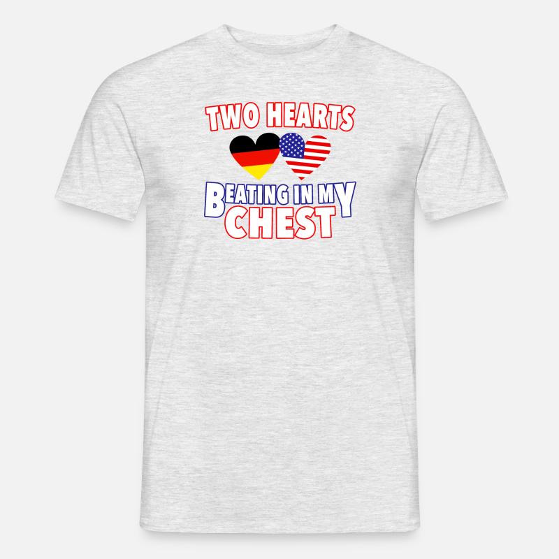 GERMANY AMERIKA BEATING HEARTS - Männer T-Shirt - Grau meliert