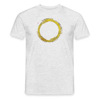 190314 Jeder existiert einzig im Spielraum 5x gelb - Männer T-Shirt - Grau meliert - Vorne - AI Model Male 178 dark (178cm)