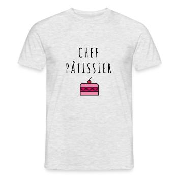 Chef pâtissier - T-shirt homme - gris chiné - Devant - AI Model Male 178 dark (178cm)
