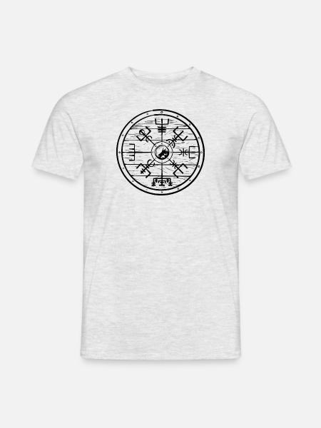 Wikinger Symbol Nordische Zeichen Schild Vegvisir - Männer T-Shirt - Grau meliert