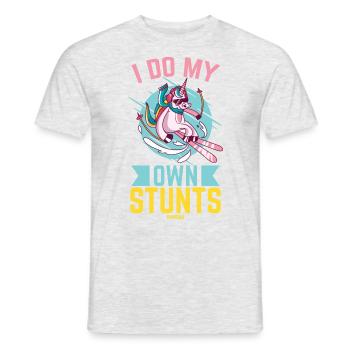 I Do My Own Stunts Unicorn - Männer T-Shirt - Grau meliert - Vorne - AI Model Male 178 dark (178cm)