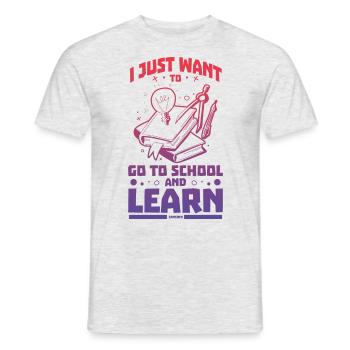 Ik wil naar school en leren - Heren T-shirt - grijs gemêleerd - Voor - AI Model Male 178 dark (178cm)