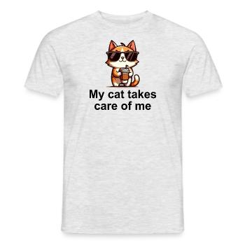 Mon chat prend soin de moi - T-shirt homme - gris chiné - Devant - AI Model Male 178 dark (178cm)