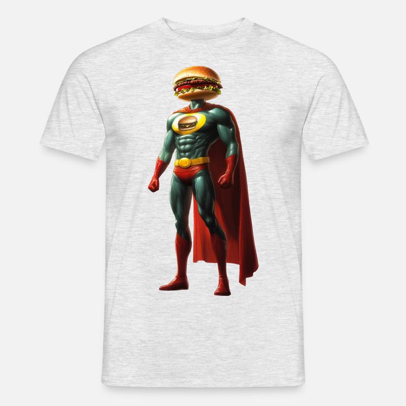 Burger Mann - Männer T-Shirt - Grau meliert