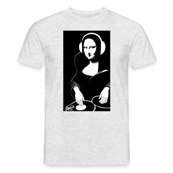 DJ Mona Lisa - Art emblématique du remix - T-shirt homme - gris chiné - Devant - AI Model Male 178 dark (178cm)
