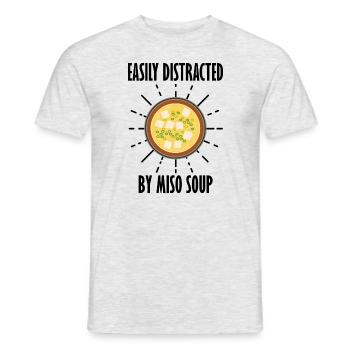 Distrait par la soupe miso nouilles ramen - T-shirt homme - gris chiné - Devant - AI Model Male 178 dark (178cm)