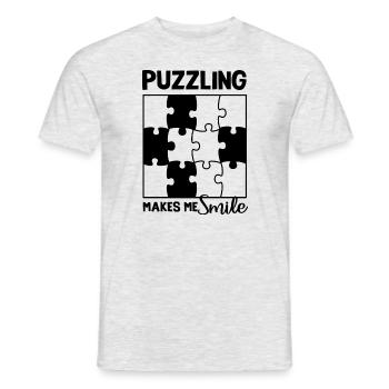 Puzzling Makes Me Smile Jigsaw Hobby Puzzler - Men's T-Shirt - heather grey - Front - AI Model Male 178 dark (178cm)