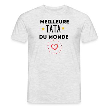 Meilleure tata du monde - T-shirt homme - gris chiné - Devant - AI Model Male 178 dark (178cm)