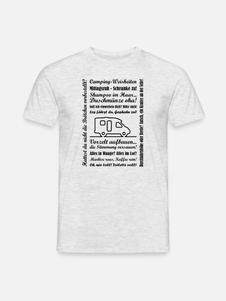 Camping - Weisheiten mit Wohnmobil Teilintegriert - Männer T-Shirt - Grau meliert