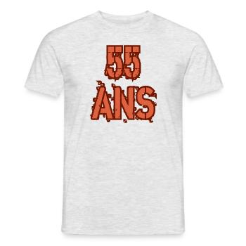 55 ANS - T-shirt homme - gris chiné - Devant - AI Model Male 178 dark (178cm)