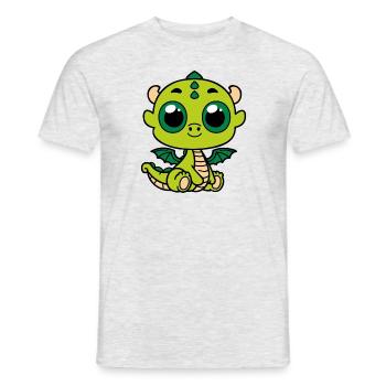 Cute Green Dragon - Men's T-Shirt - heather grey - Front - AI Model Male 178 dark (178cm)