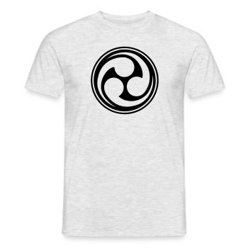 Shinto Trinity Japan Symbol Circle Kanji Triskele - T-shirt homme - gris chiné - Devant - AI Model Male 178 dark (178cm)