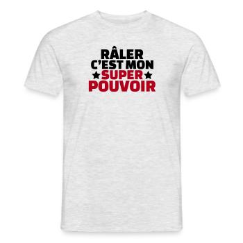 cadeau papa /maman - Râler c'est mon super pouvoir - T-shirt homme - gris chiné - Devant - AI Model Male 178 dark (178cm)