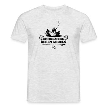 Angler Boot Echte Männer gehen Angeln Geschenk - Männer T-Shirt - Grau meliert - Vorne - AI Model Male 178 dark (178cm)