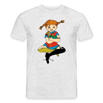 Pippi Longstocking Together With Mr Nilsson - Men's T-Shirt - heather grey - Front - AI Model Male 178 dark (178cm)