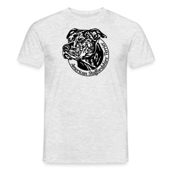 American Staffordshire Terrier gestromt - Männer T-Shirt - Grau meliert - Vorne - AI Model Male 178 dark (178cm)